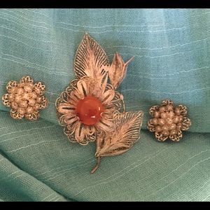 Filigree Brooch Set